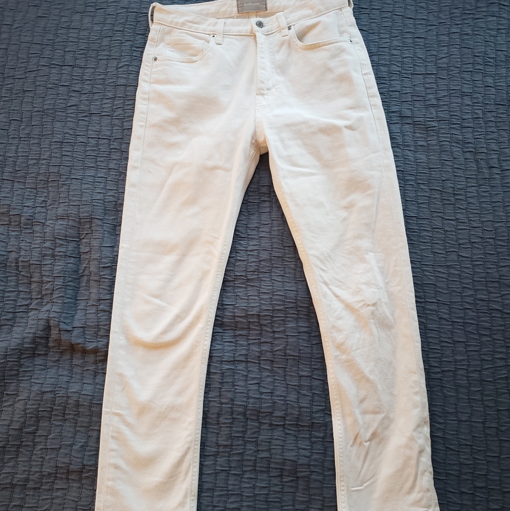 Everlane white straight leg high waist jeans 27